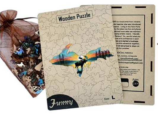 UP Moose Sunset Wooden Puzzle