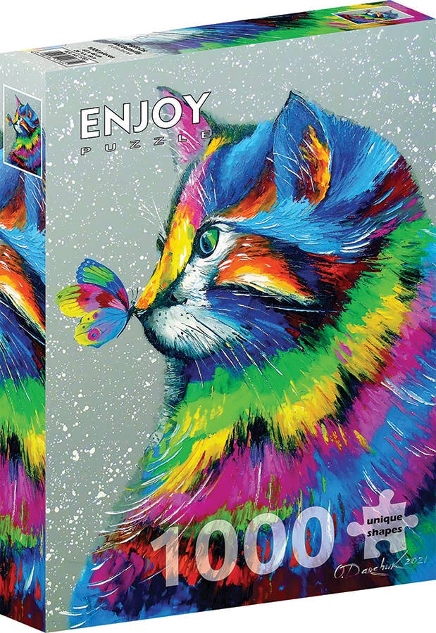 Bright Cat and Butterfly 1000pc Enjoy Puzzle