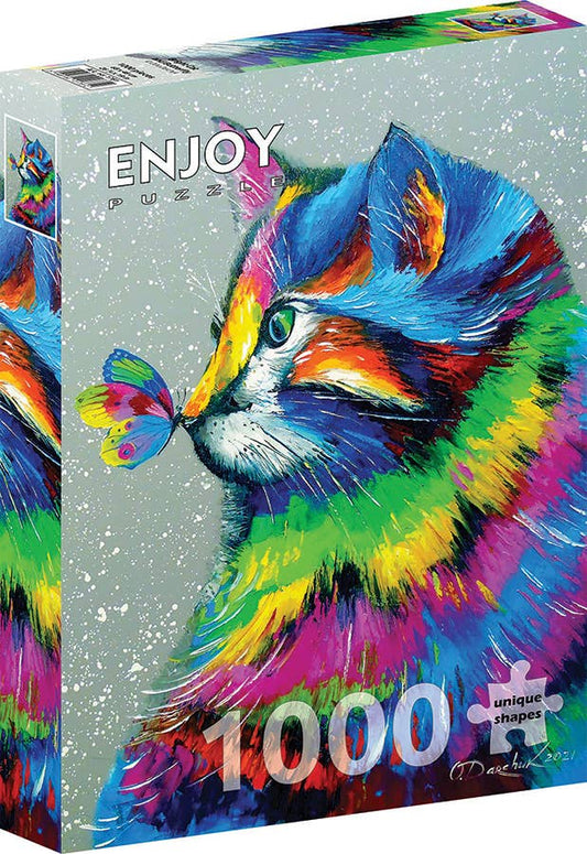 Bright Cat and Butterfly 1000pc Enjoy Puzzle