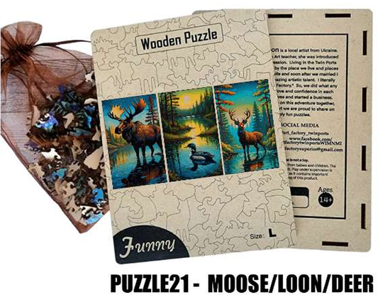 Moose/Loon/Deer Wooden Puzzle