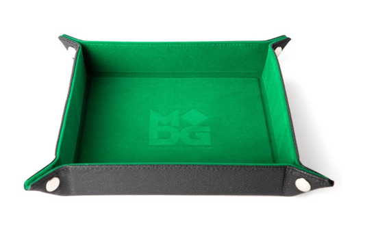 Velvet Folding Dice Tray with Leather Backing: 10"x10" Green