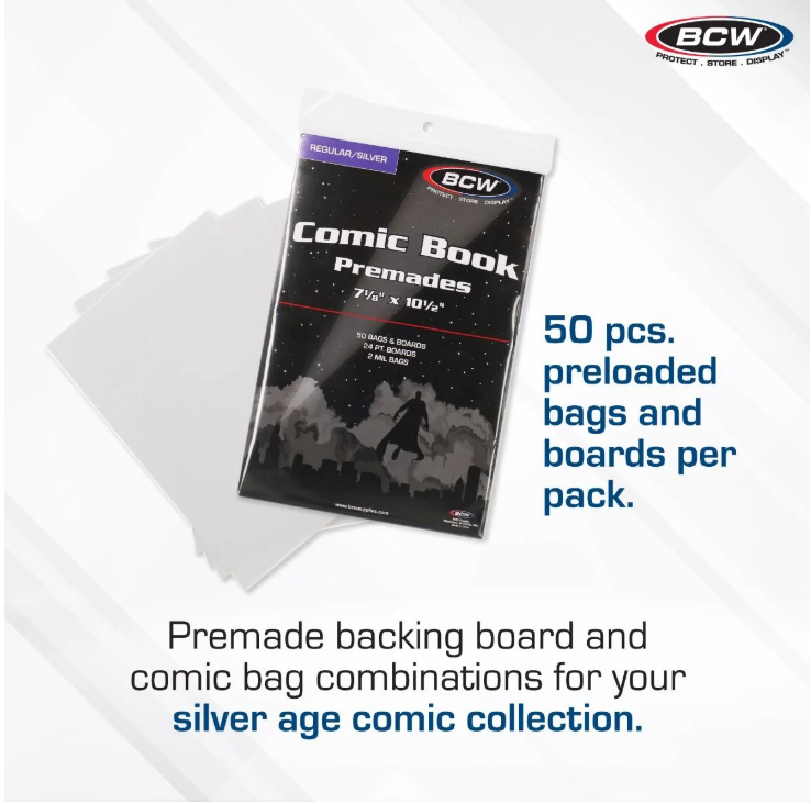 Premade Silver Comic Bag and Board