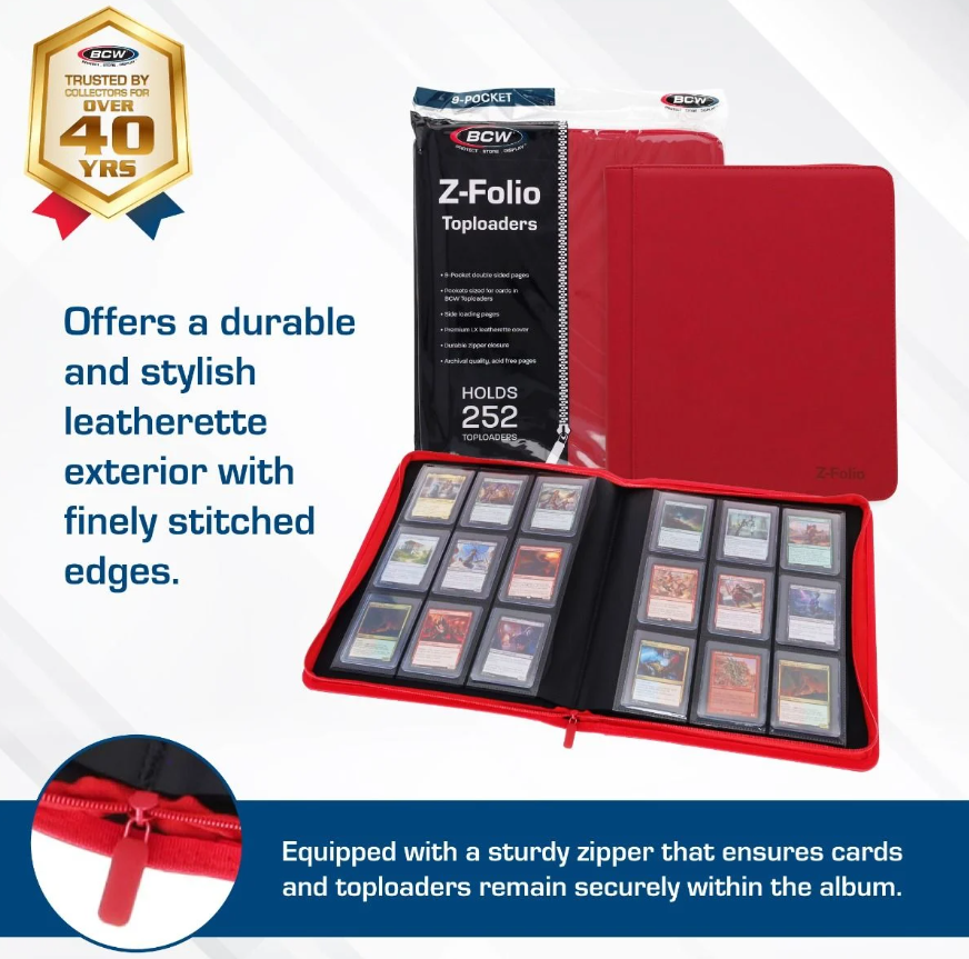 Z-Folio 9-Pocket LX Album - Toploaders - Red