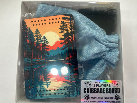 Orange/Teal Horizon Travel Cribbage Board