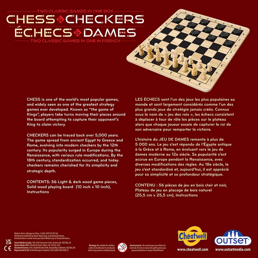 CHESS & CHECKERS - Two Timeless Strategy Games in One Box