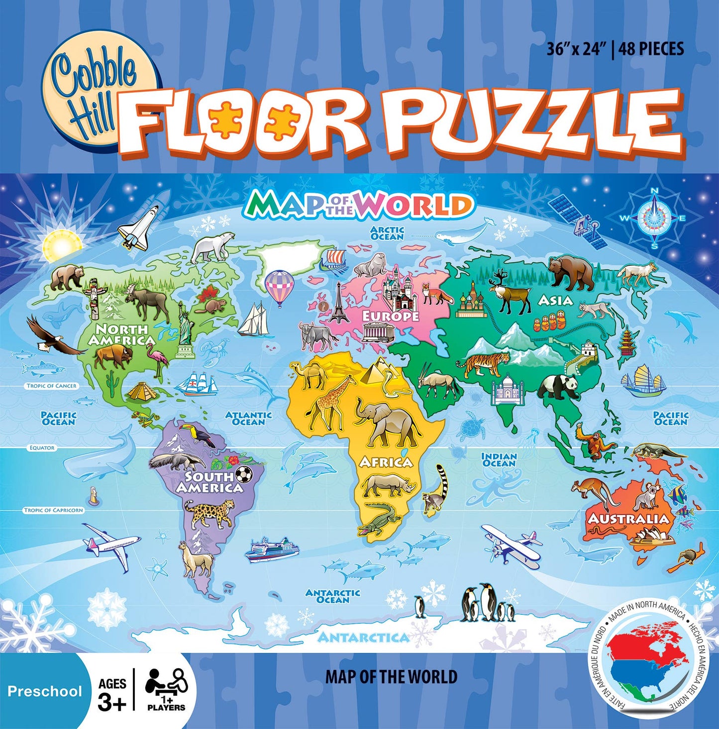 Map of the World 48pc floor puzzle