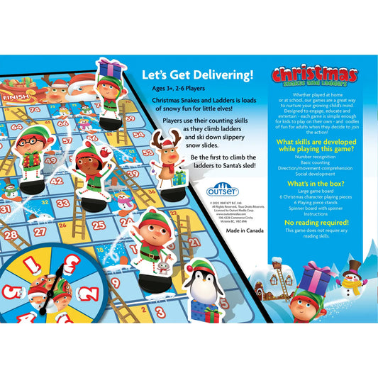 Christmas Snakes and Ladders Board Game For Ages 3+
